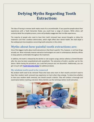 Defying Myths Regarding Tooth Extraction | Achira Clinics