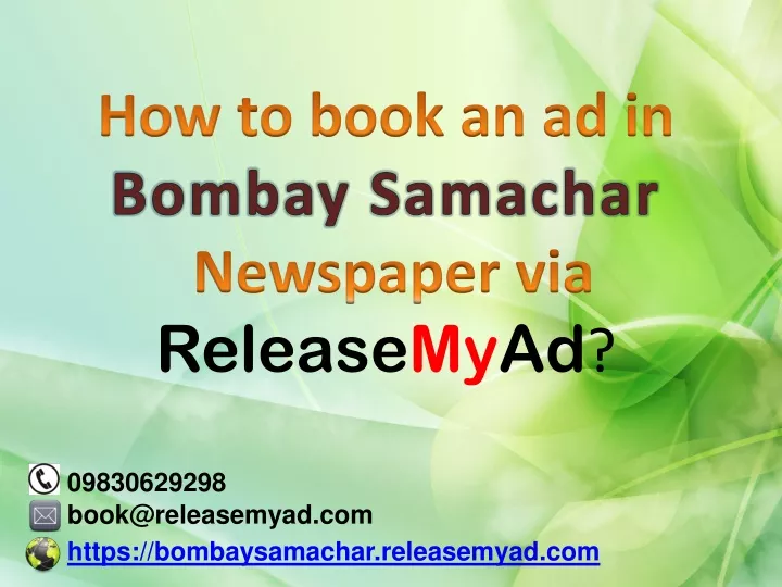 how to book an ad in bombay samachar newspaper via release my ad