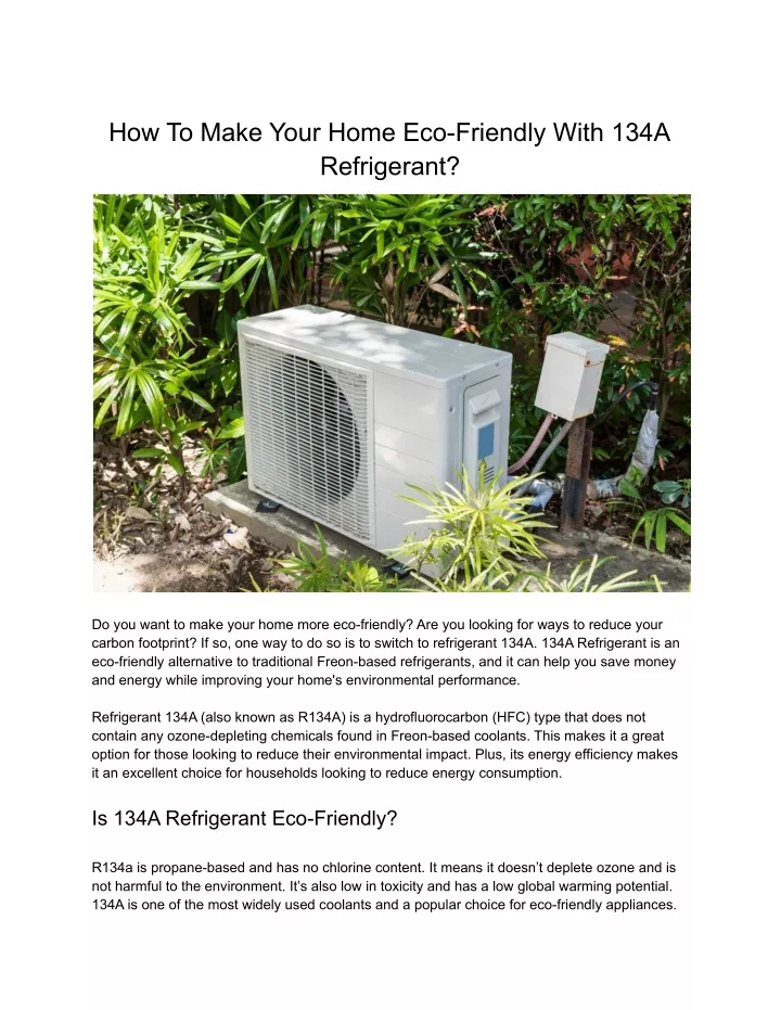 how to make your home eco friendly with 134a