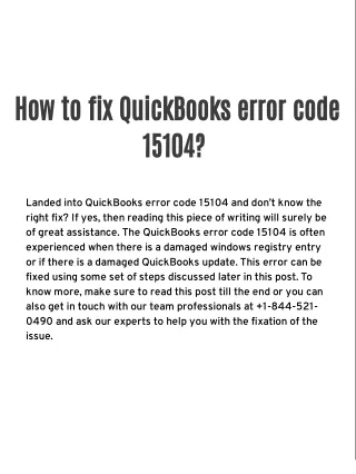 How to fix QuickBooks error code 15104?