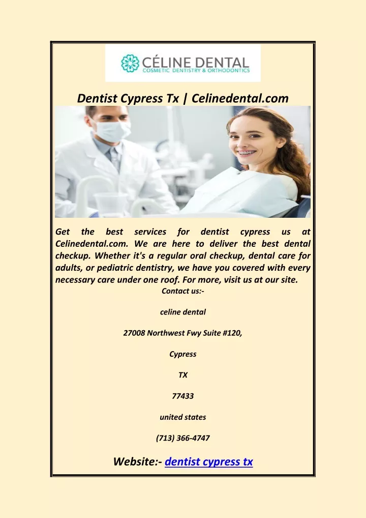 dentist cypress tx celinedental com
