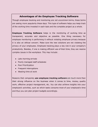 Advantages of An Employee Tracking Software