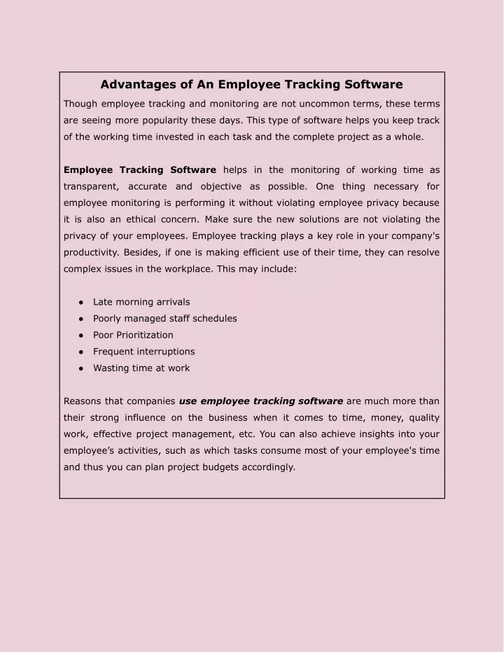 advantages of an employee tracking software