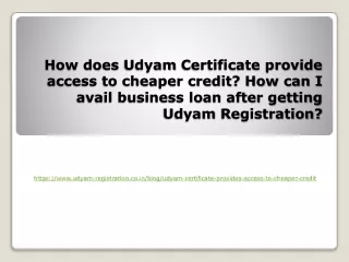 How does Udyam Certificate provide access to cheaper