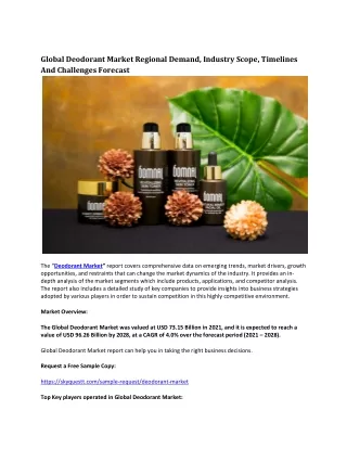 global deodorant market regional demand industry
