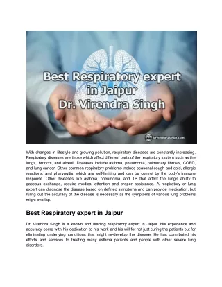 Best Respiratory expert in Jaipur- Dr. Virendra Singh