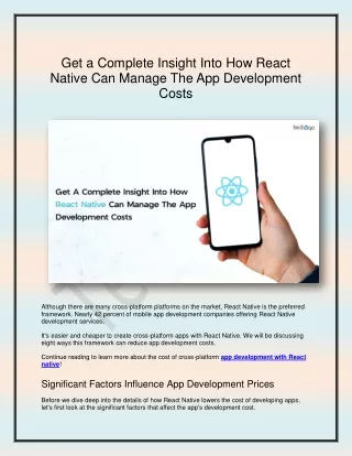 Get A Complete Insight Into How React Native Can Manage The App Development Costs