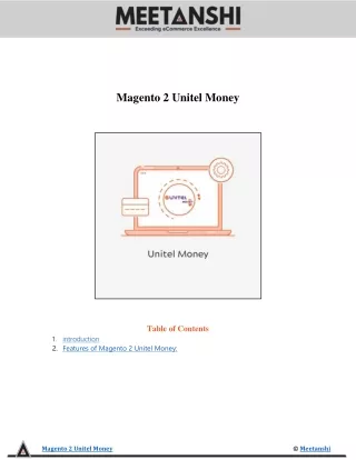 magento 2 unitel money table of contents
