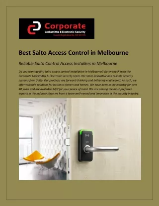 Best Salto Access Control in Melbourne