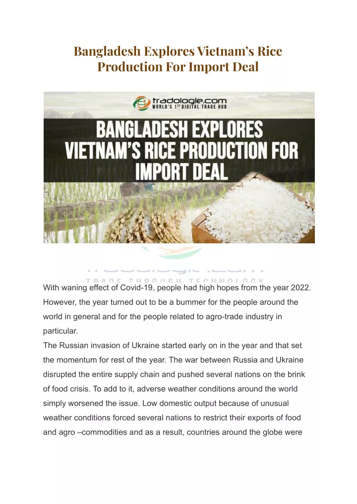 bangladesh explores vietnam s rice production