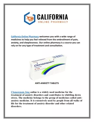 Klonopin online California | California Online Pharmacy