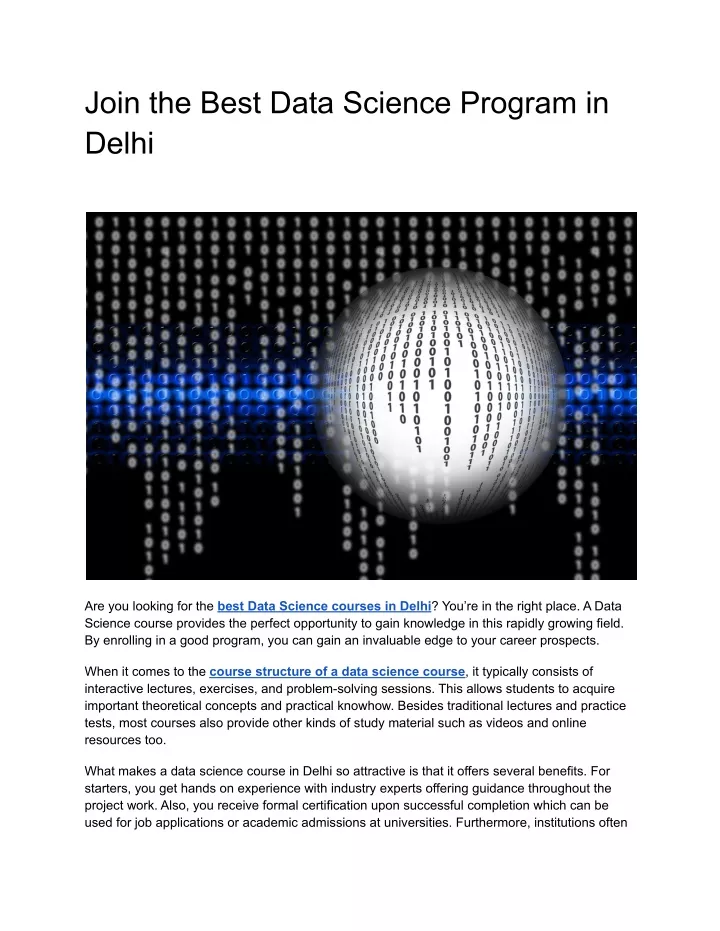 join the best data science program in delhi