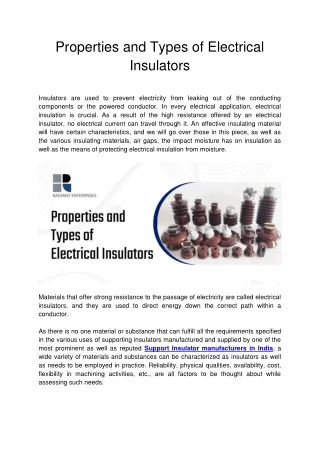 Properties and Types of Electrical Insulators