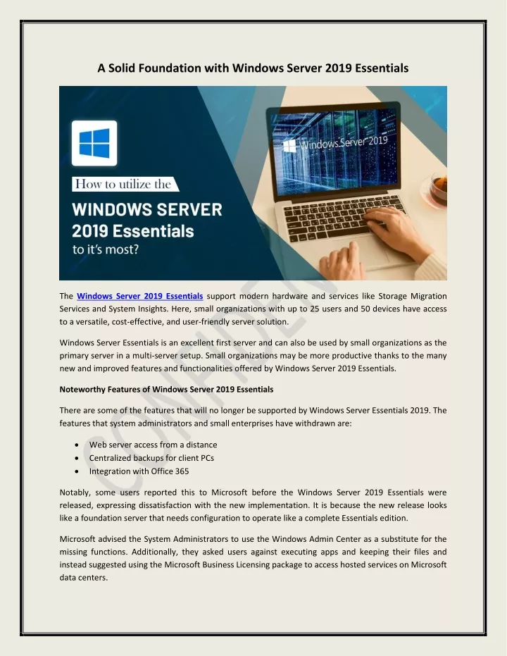 a solid foundation with windows server 2019