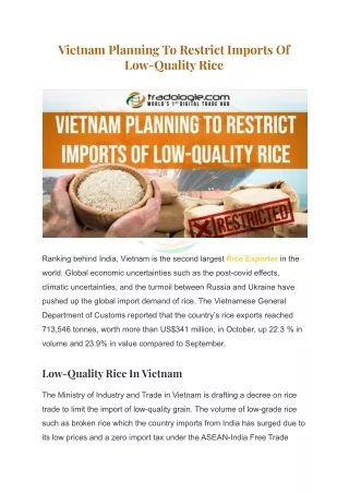 vietnam planning to restrict imports