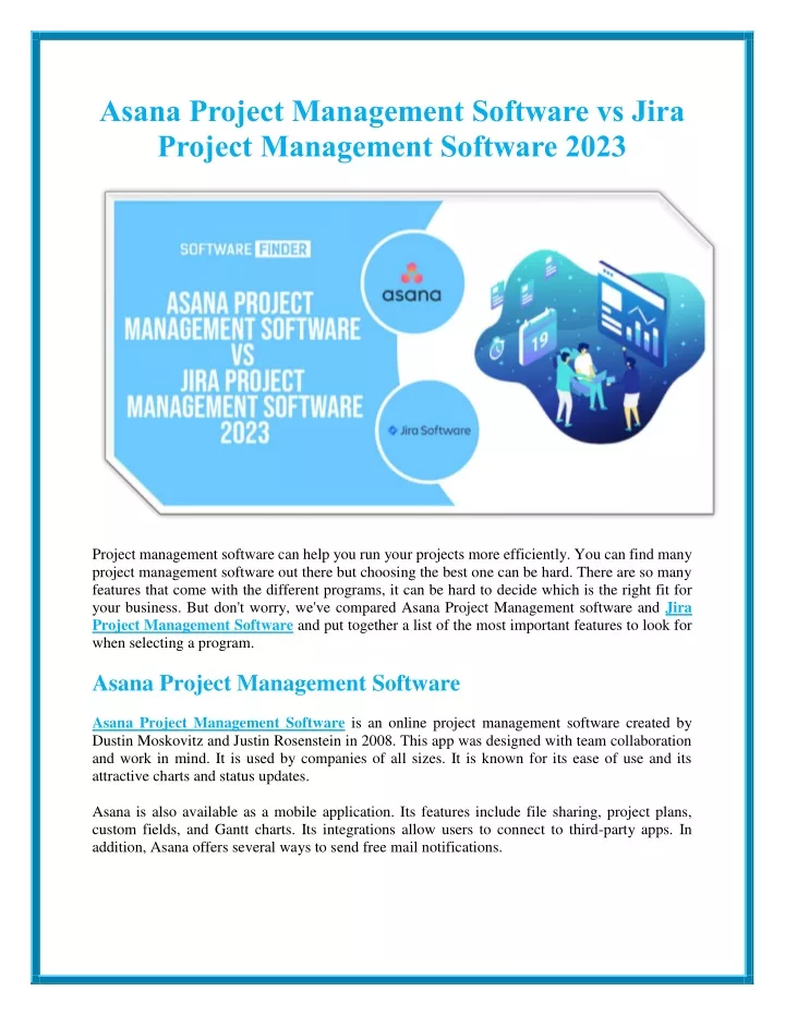asana project management software vs jira project