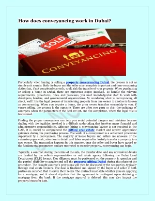 how does conveyancing work in dubai