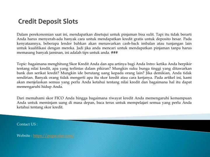 credit deposit slots