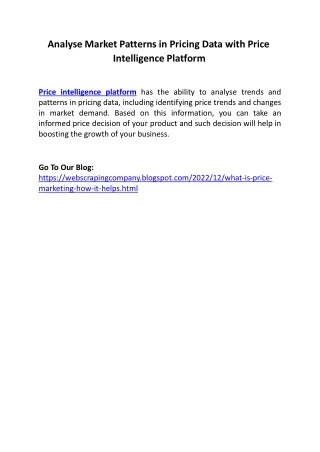 analyse market patterns in pricing data with