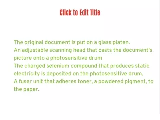 There are normally four key parts to an office photocopier: