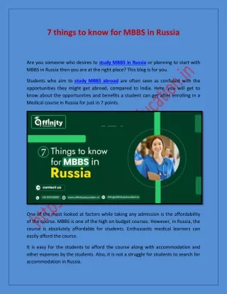 7 things to know for mbbs in russia