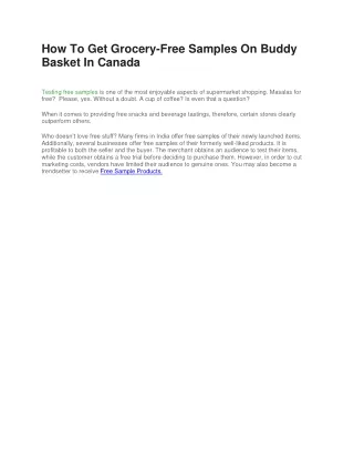 How To Get Grocery-Free Samples On Buddy Basket In Canada