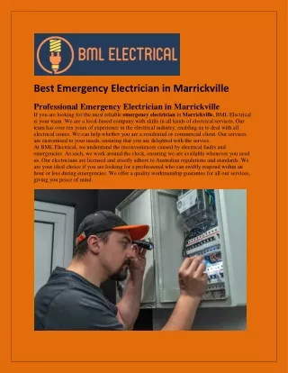 Best Emergency Electrician in Marrickville