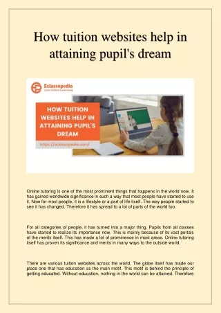 how tuition websites help in attaining pupil