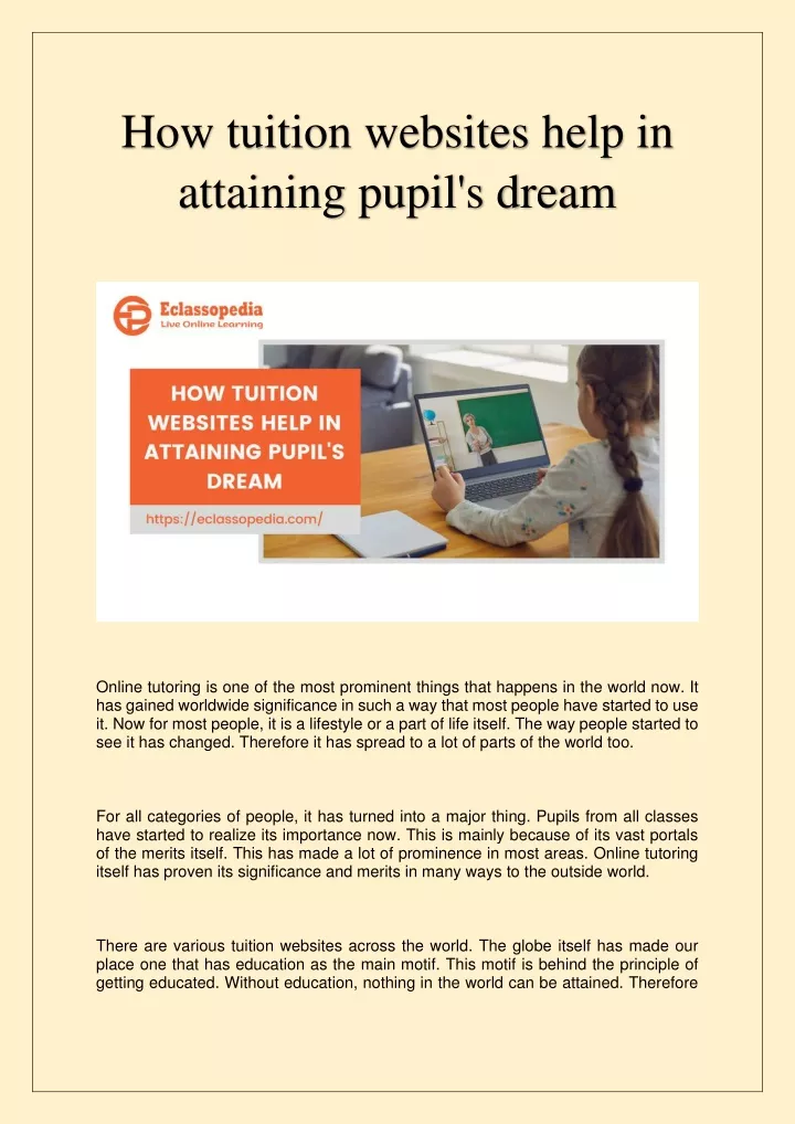 how tuition websites help in attaining pupil