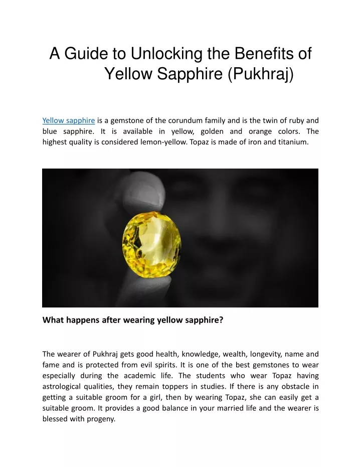 a guide to unlocking the benefits of yellow sapphire pukhraj