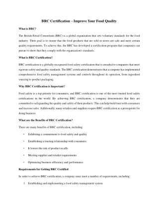 BRC Certification Malaysia