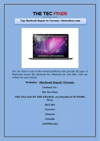 Top Macbook Repair In Toronto | thetecfixer.com