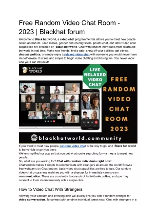 Free Random Video Chat Room - 2023 _ Blackhat forum