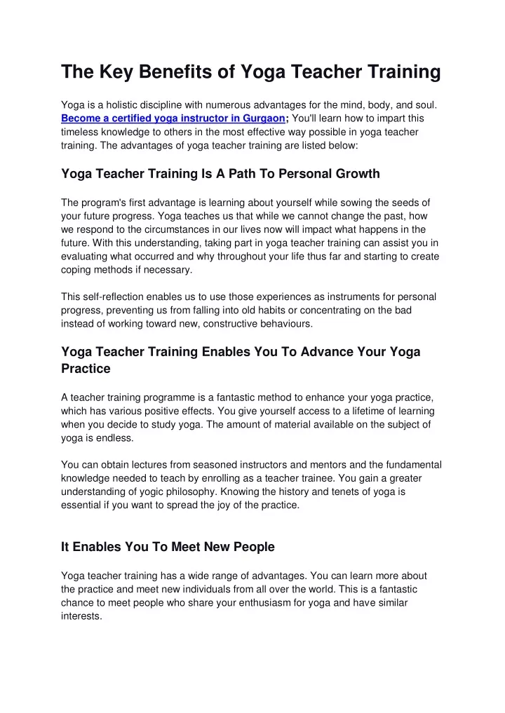 the key benefits of yoga teacher training yoga