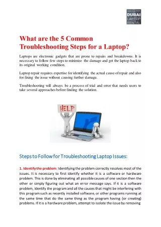 what are the 5 common troubleshooting steps