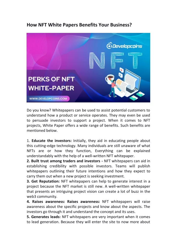 how nft white papers benefits your business