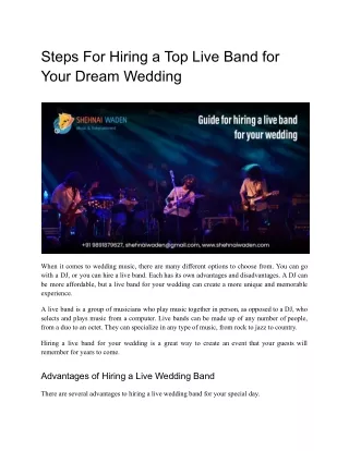 Steps For Hiring a Top Live Band for Your Dream Wedding
