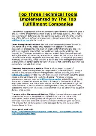 top three technical tools implemented