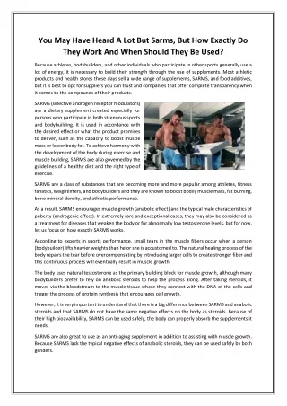 you may have heard a lot but sarms