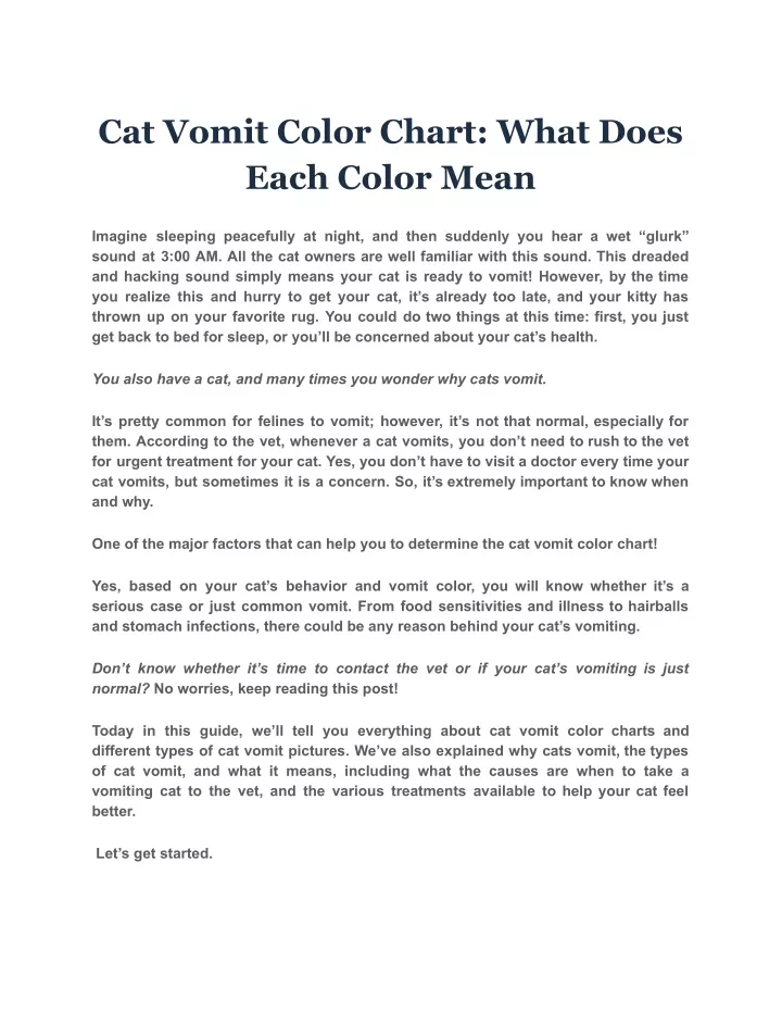 cat vomit color chart what does each color mean