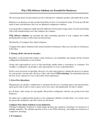 why cpq software solutions are essential