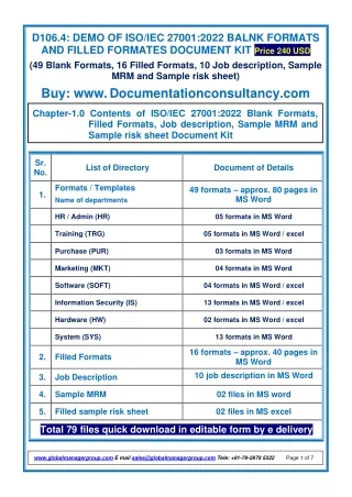 Sample ISO 27001:2022 Blank Forms