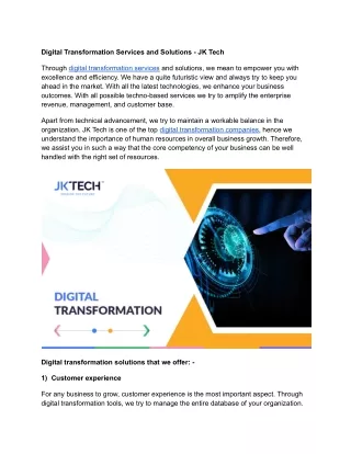 PPT - Digital Transformation Services and Solutions - JK Tech ...