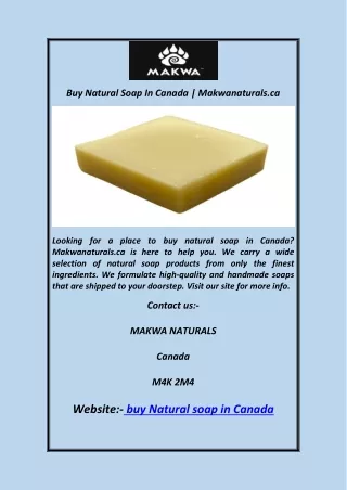Buy Natural Soap In Canada  Makwanaturals.ca