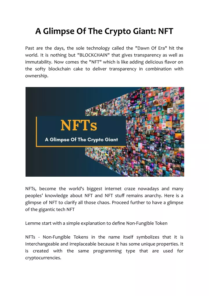 a glimpse of the crypto giant nft
