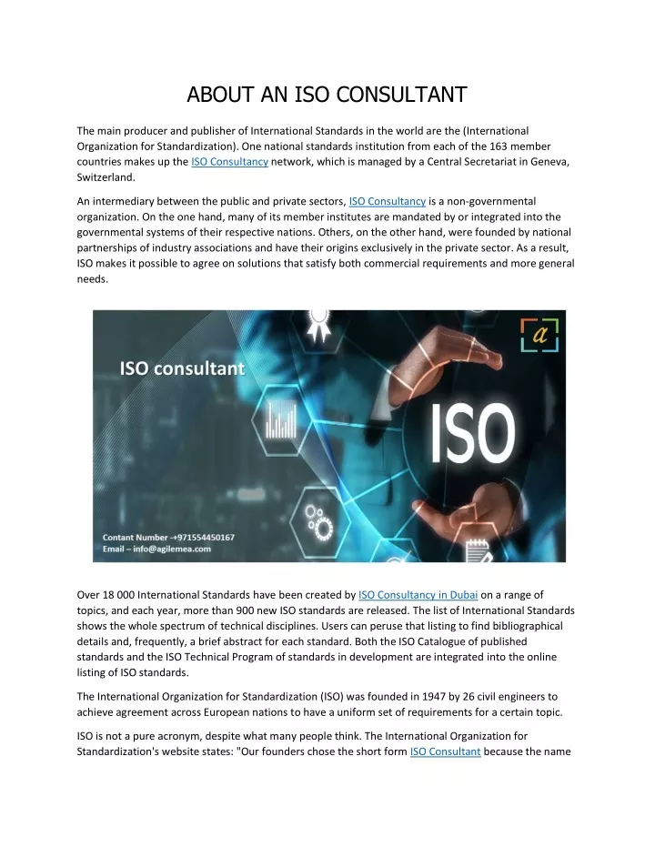 about an iso consultant