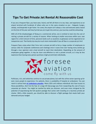 Tips To Get Private Jet Rental At Reasonable Cost