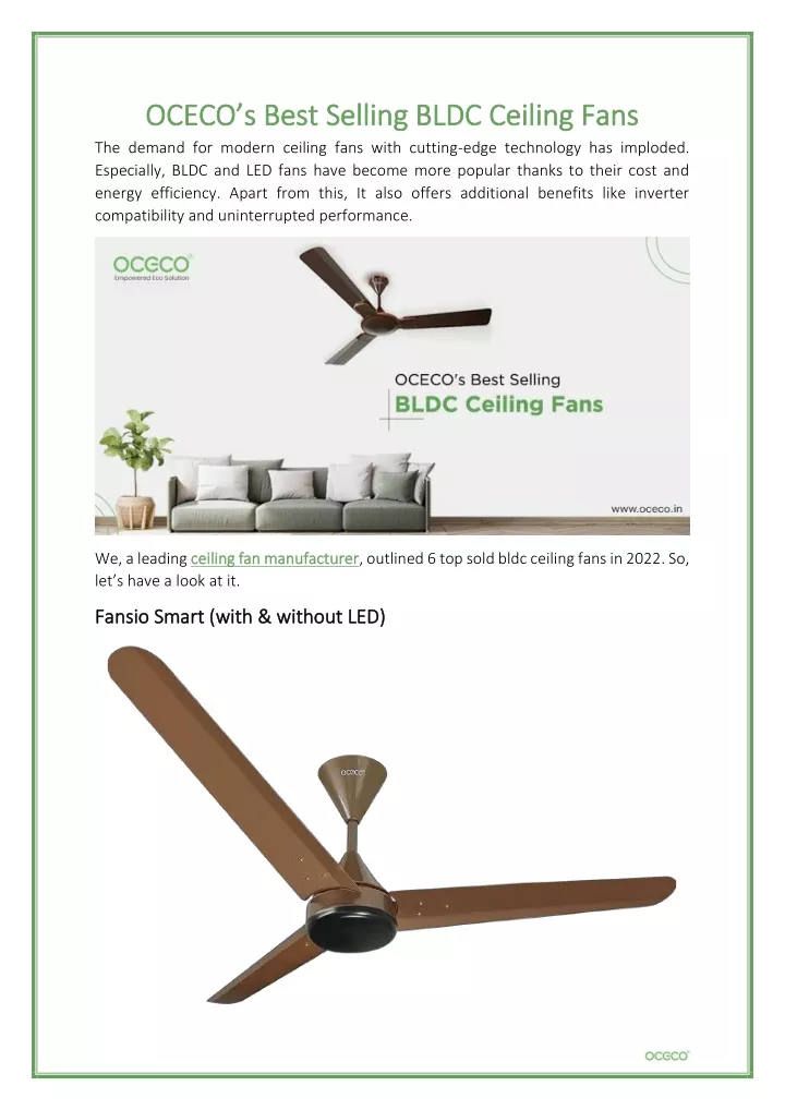 oceco s best selling bldc ceiling fans oceco
