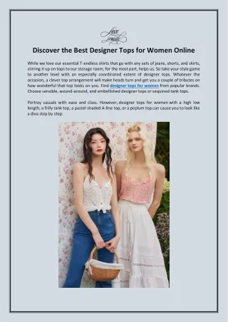 Discover the Best Designer Tops for Women Online