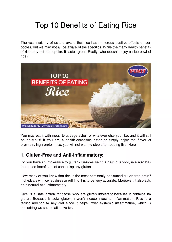 top 10 benefits of eating rice